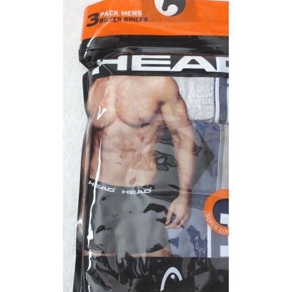 Head Men's Essential Cotton Stretch 3 Pack Boxer Briefs Solid Colors Ship NWT - Picture 3 of 8